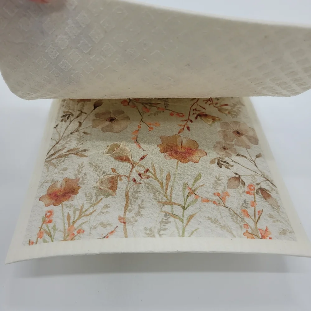 Primitives By Kathy Swedish Dishcloth Set Of 2 Mushroom Floral Design Eco NEW